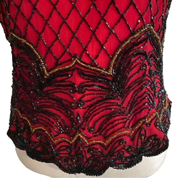 Papell Evening Silk Sequin Christmas Top Blouse Size Medium - Picture 5 of 7